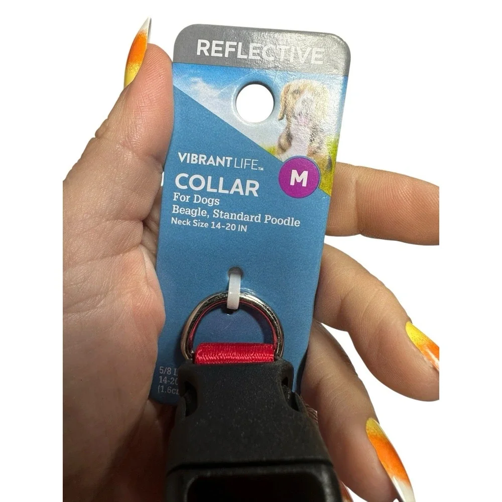 VIBRANT LIFE dog collar SIZE MEDIUM neck‎ size 14-20 in 20-50 lb reflective